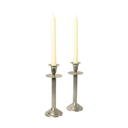 Elegant Pair of Silver-Colored Candle Holders - Classic Design - Timeless