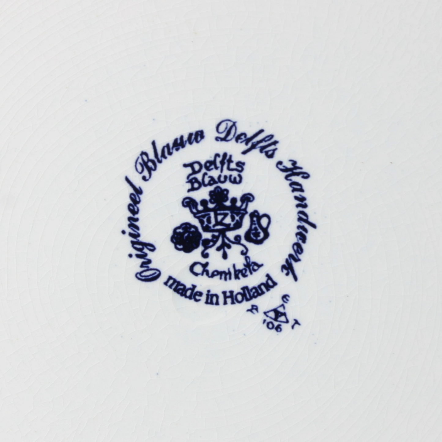 Hand-painted Chemkefa Delft Blue Plate with Dutch Horse and Carriage Scene, 38cm
