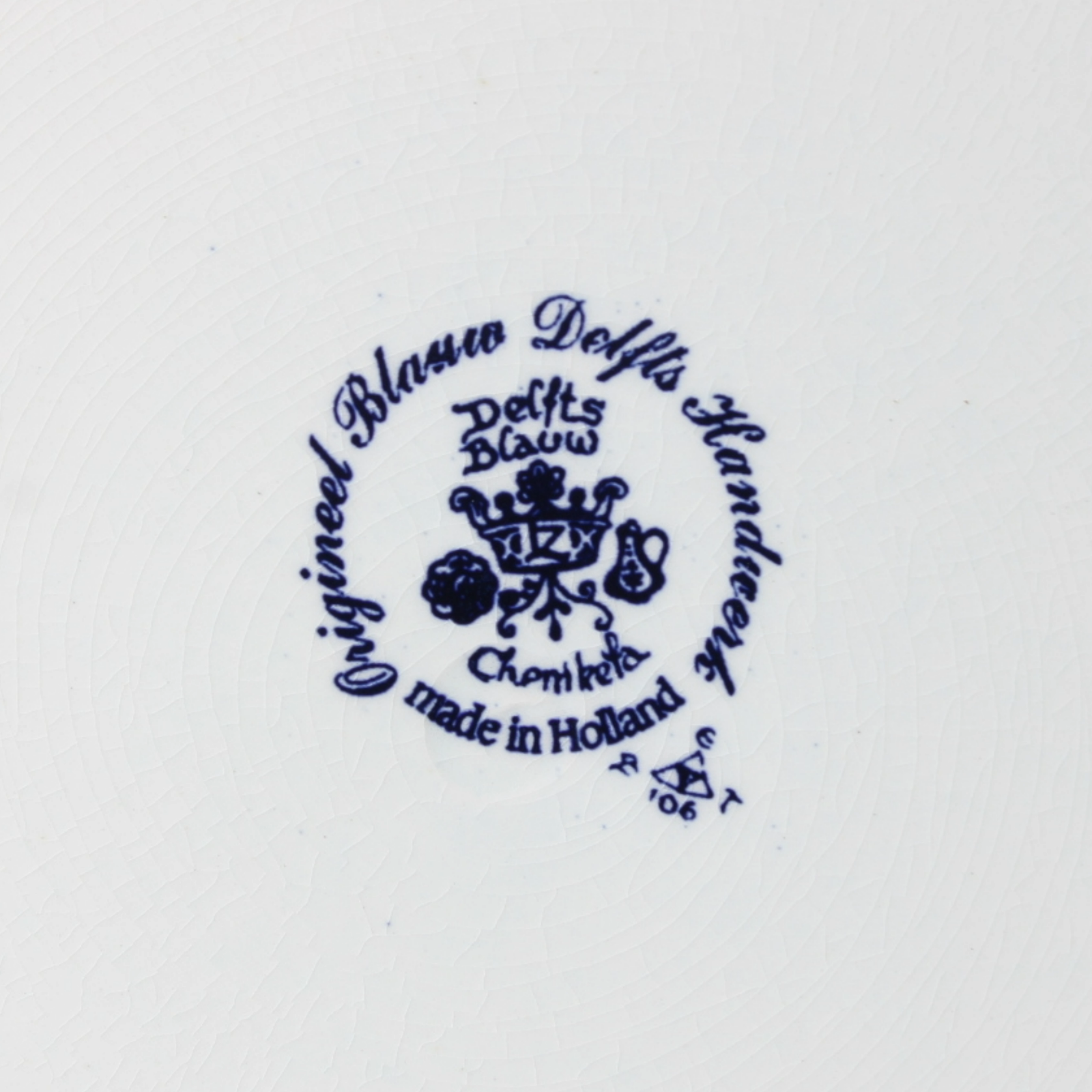 Hand-painted Chemkefa Delft Blue Plate with Dutch Horse and Carriage Scene, 38cm