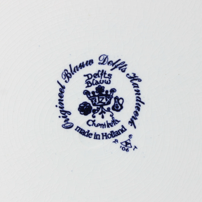 Hand-painted Chemkefa Delft Blue Plate with Dutch Horse and Carriage Scene, 38cm