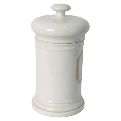 Vintage Apothecary Jar with "Vaselin. flav." Inscription and Gold Detailing