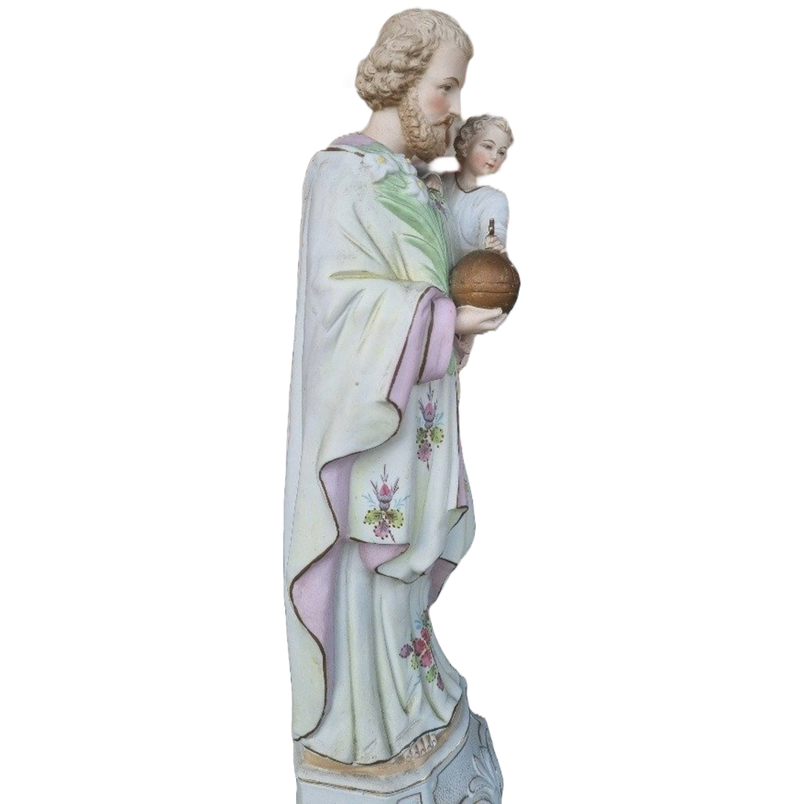 Joseph Statue with Child - 42 cm - Biscuit Porcelain