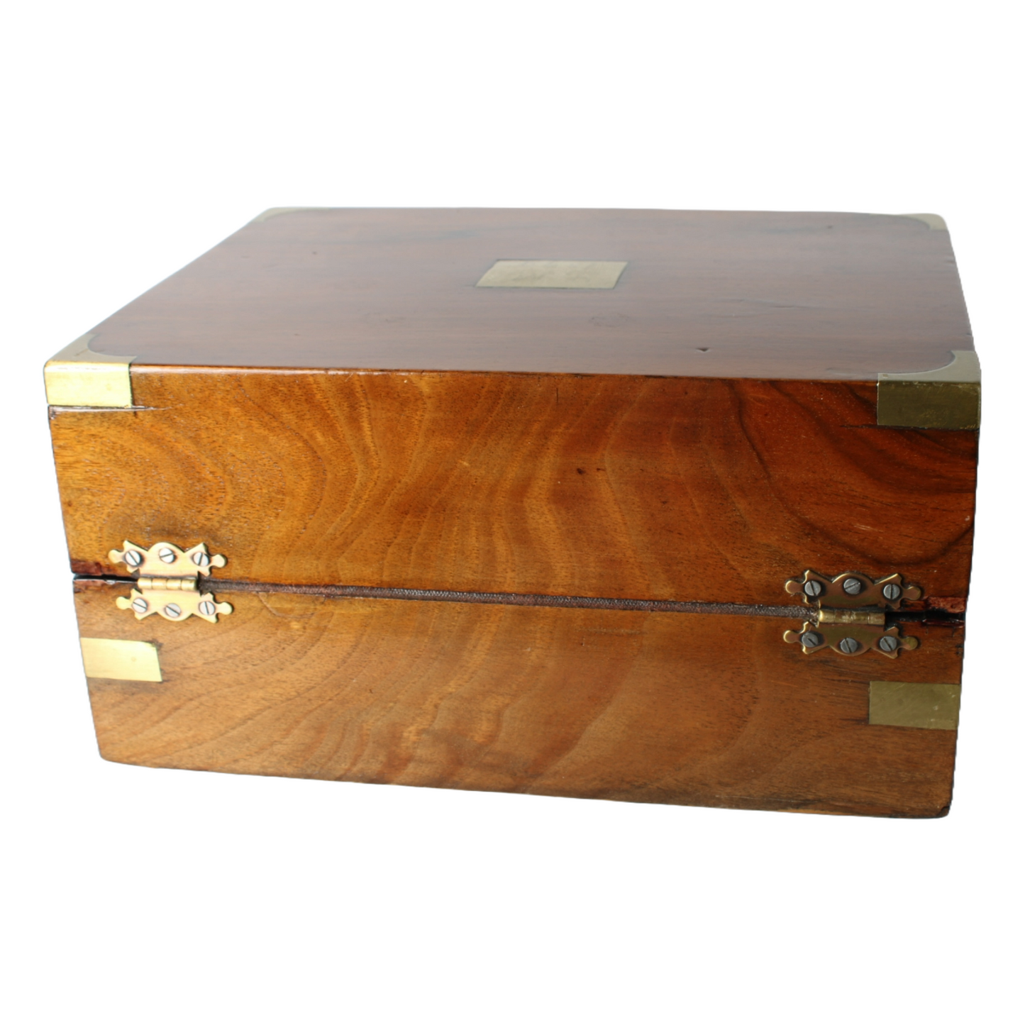 Antique Wooden Writing Box | Brass Details and Inscription | 1899 | Mahogany