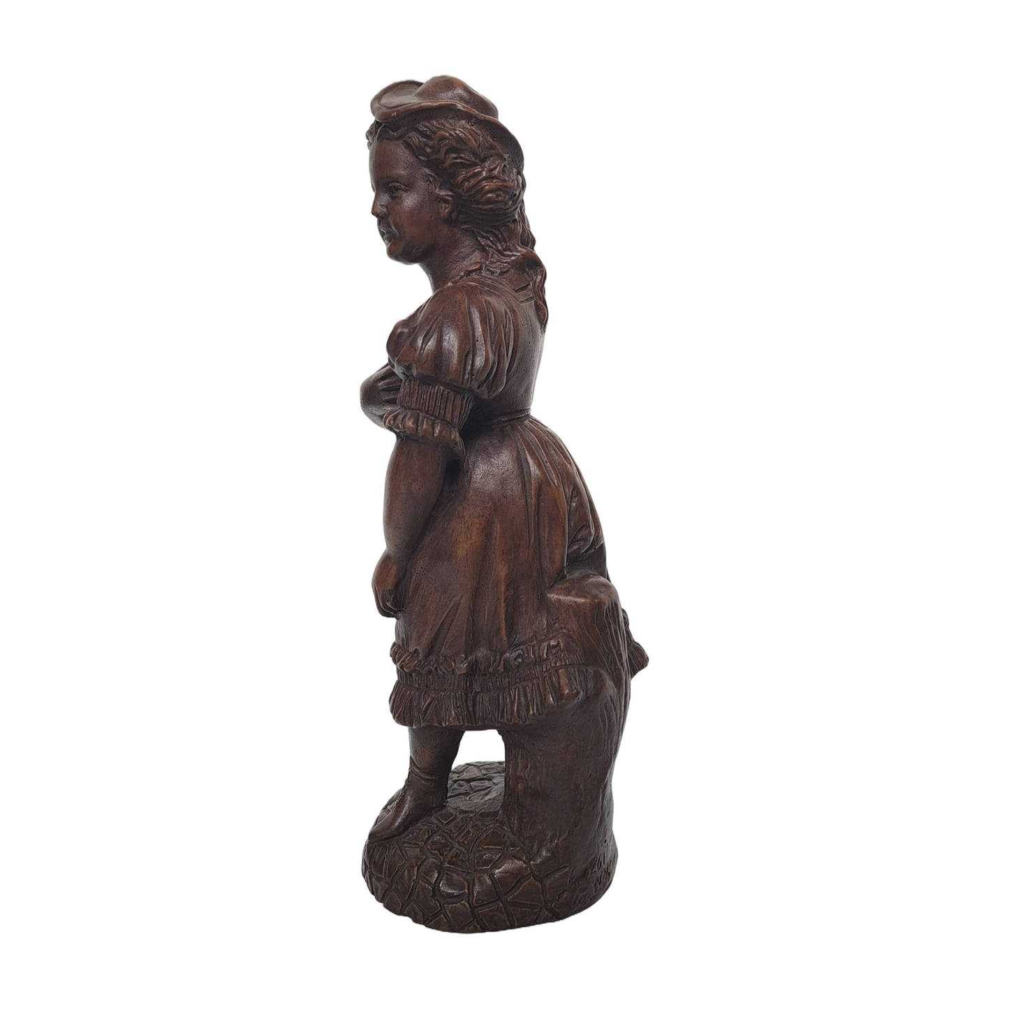 Decorative Statue of a Victorian-Dressed Girl - Signed - 28 cm Tall