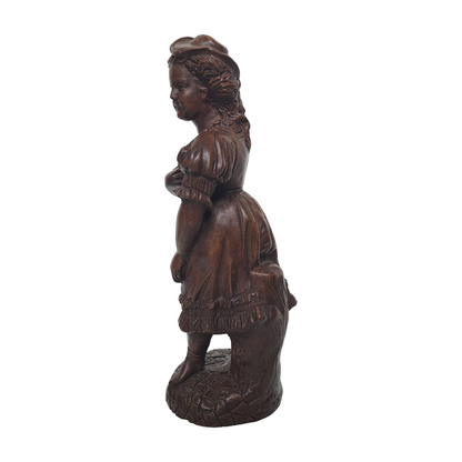 Decorative Statue of a Victorian-Dressed Girl - Signed - 28 cm Tall
