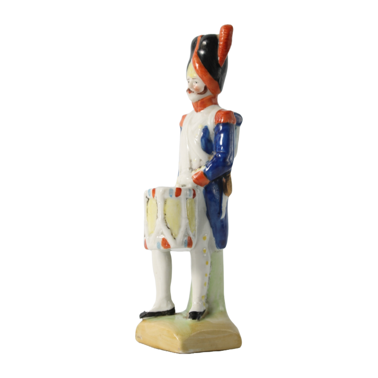 Vintage Porcelain Drummer Figurine in Napoleonic Uniform, Hand-Painted, 1900-193