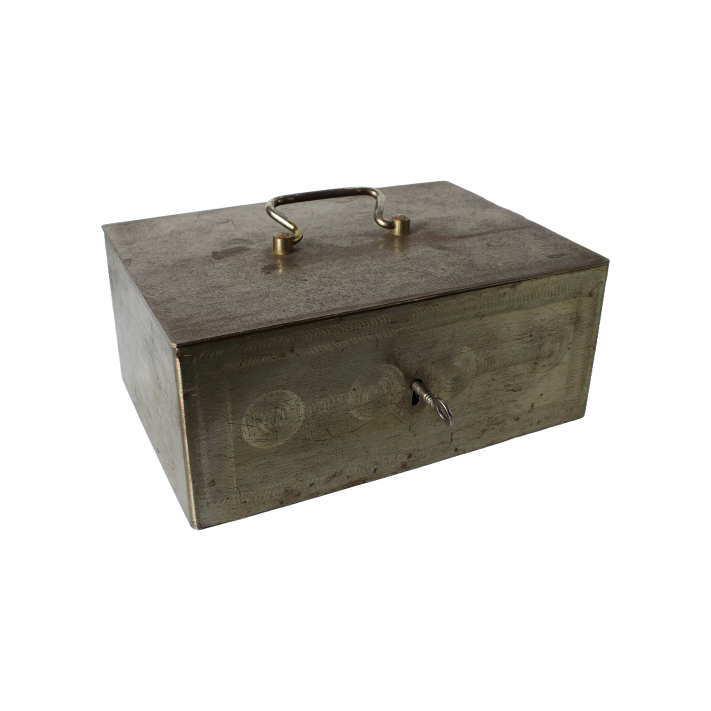 Vintage Metal Safe Box | Mid-20th Century | Red Lacquered Interior | Beaumont