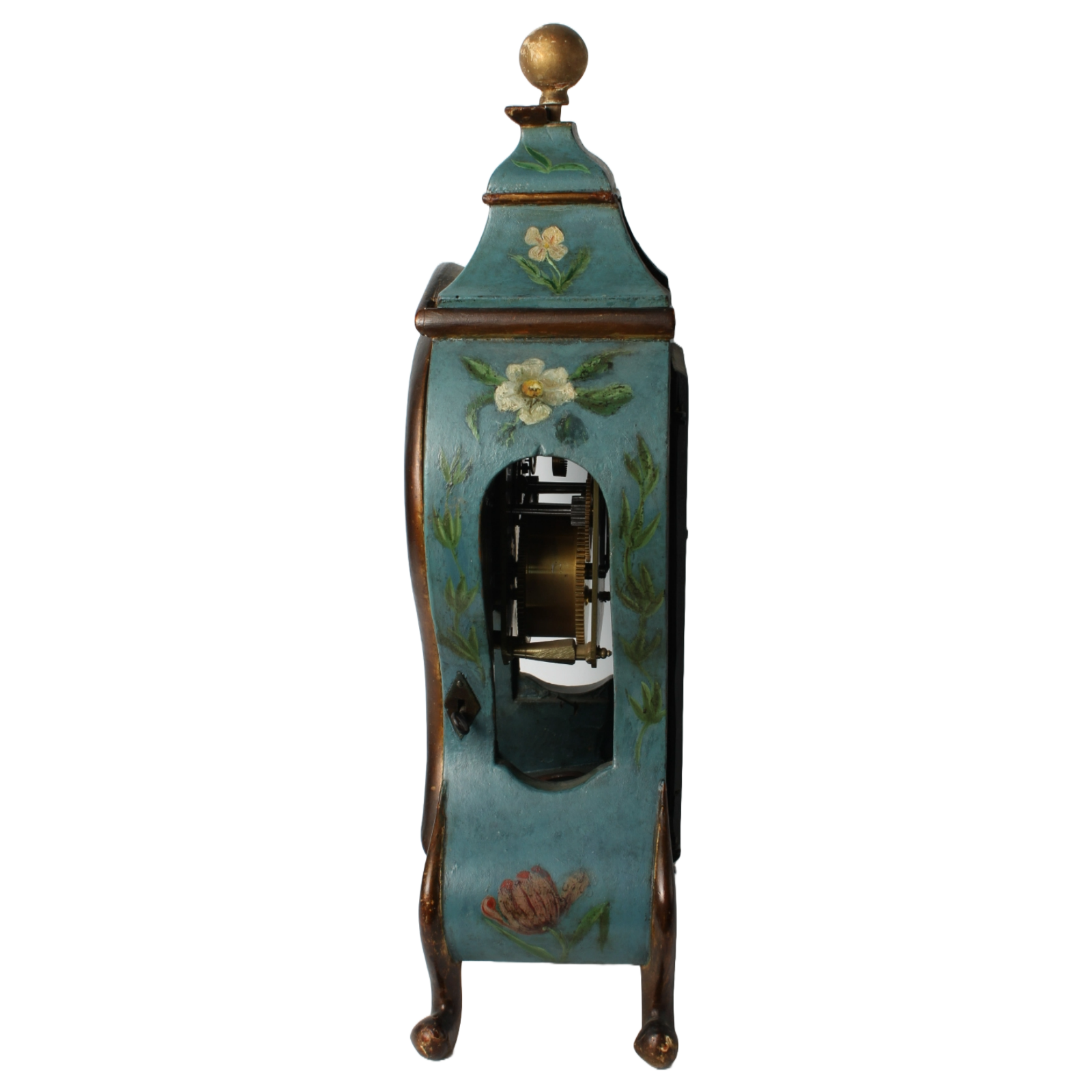 Antique Neuchâteloise Mantel Clock | Hand-Painted Wooden Timepiece ca. 1800 |