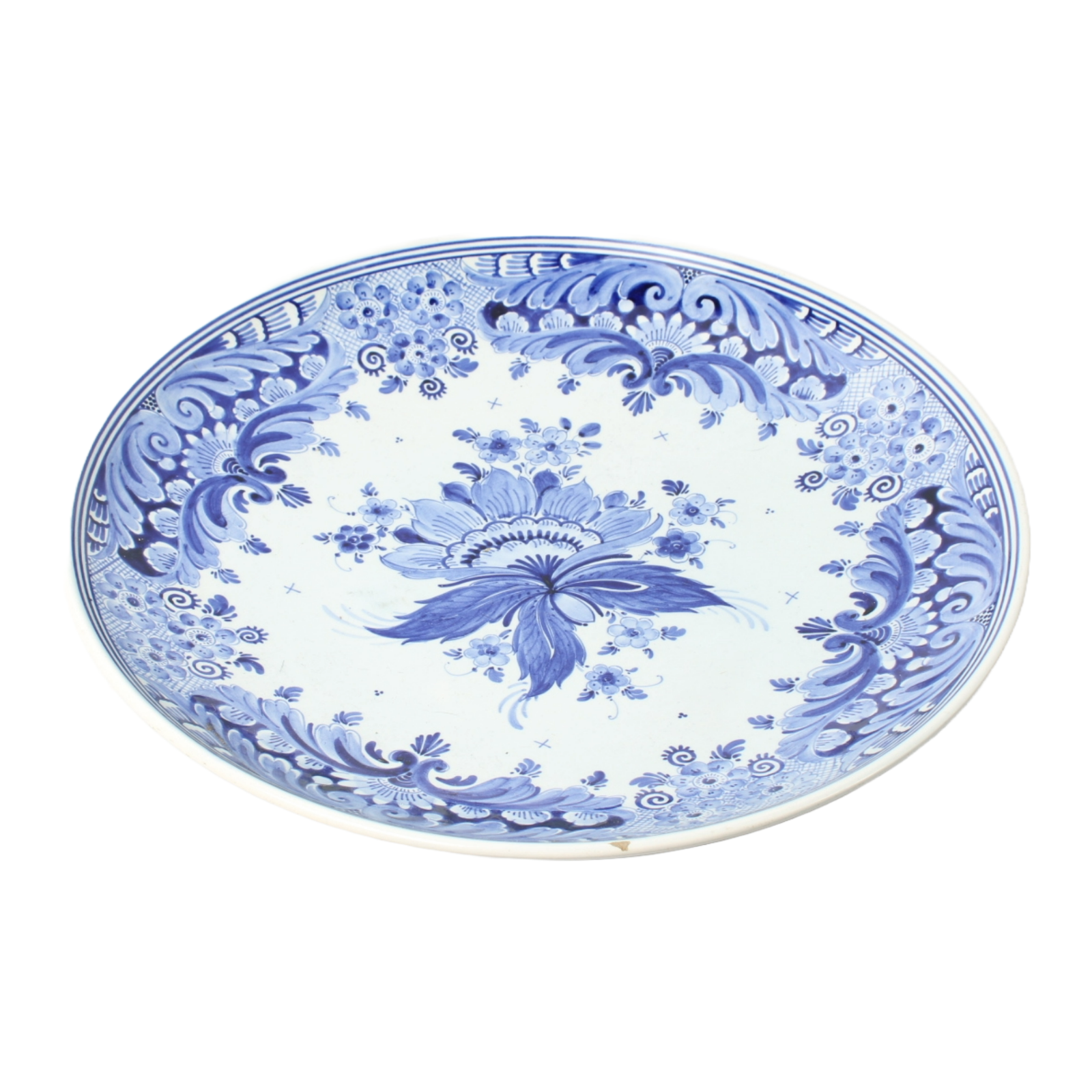 Large Delft Blue Plate – Hand-Painted, 34 cm Diameter – Authentic Dutch