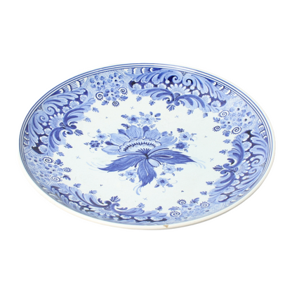 Large Delft Blue Plate – Hand-Painted, 34 cm Diameter – Authentic Dutch
