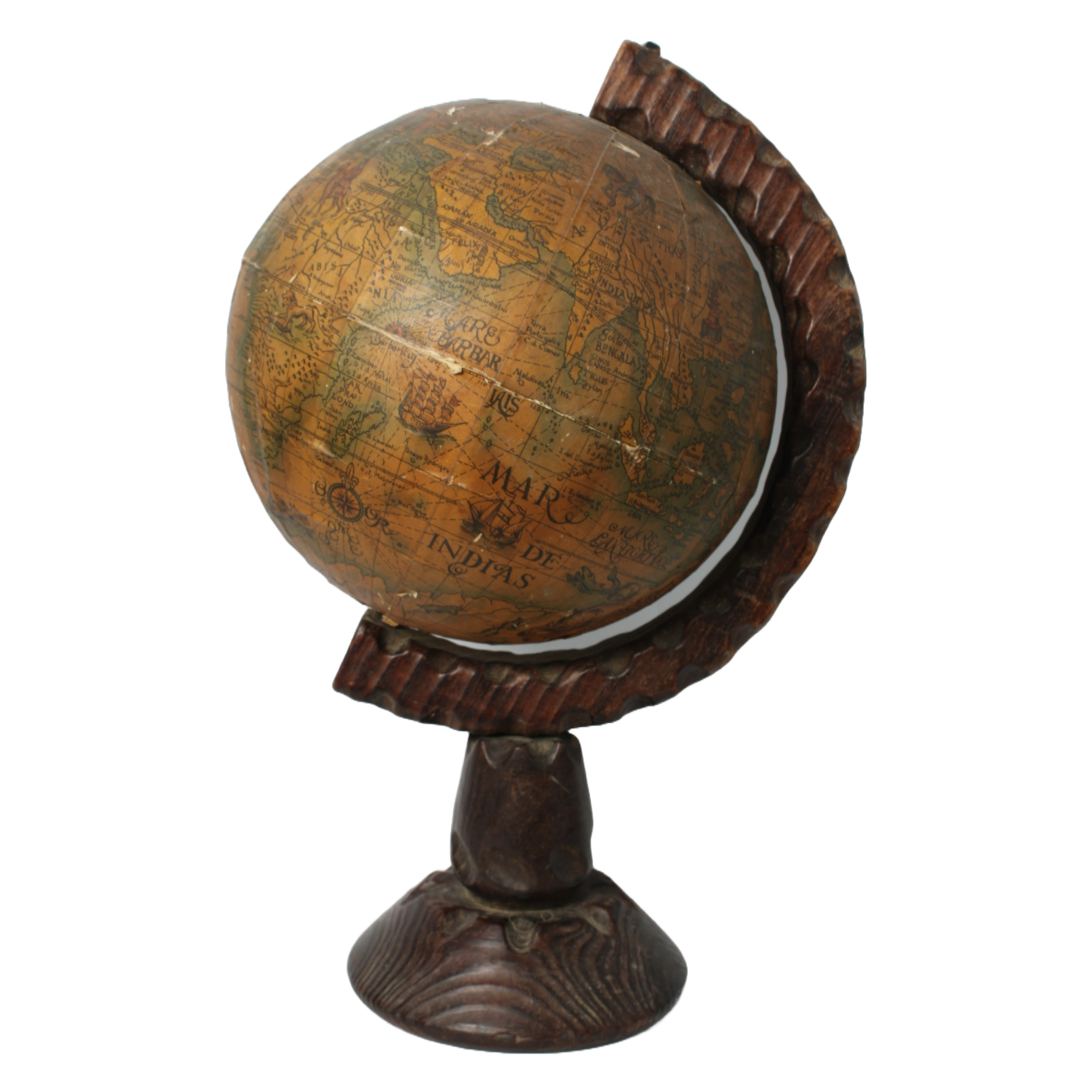 Antique Globe - 45 cm Tall - Wooden Base - Unique World Globe