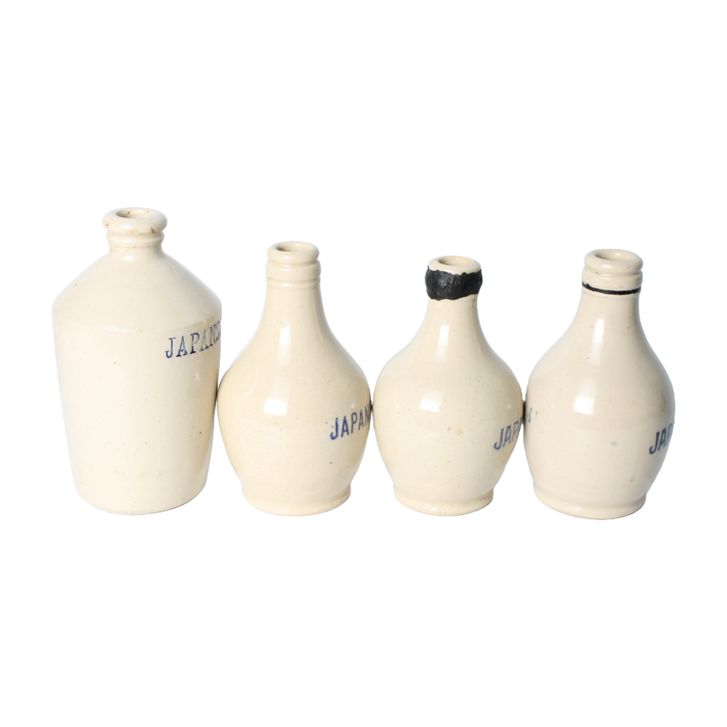 Vintage Japansoya Ceramic Bottles Set, Collectible Condiment Containers, 1880s
