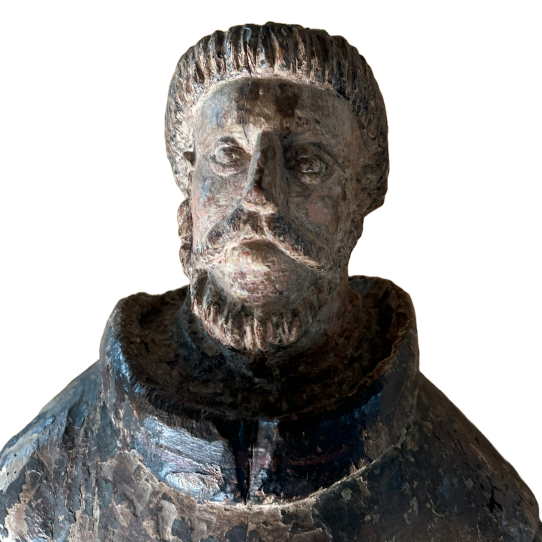 Rare 17th Century Spanish Colonial Wooden Statue of Saint Francis of Assisi