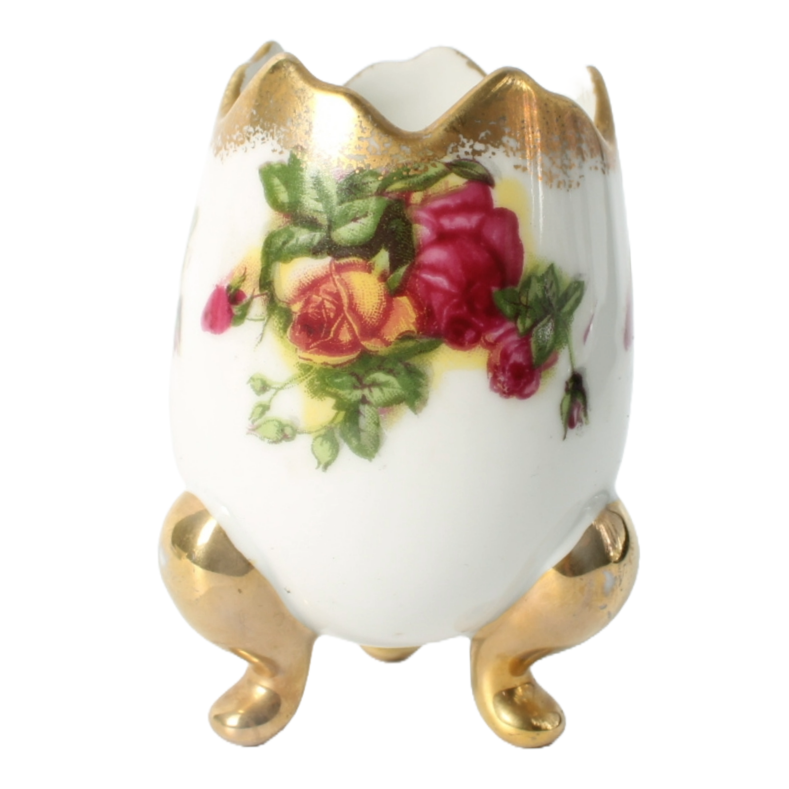 Vintage Saji Japan Fine China Rose Pattern Serving Set with Gold Trim - 4-Piece