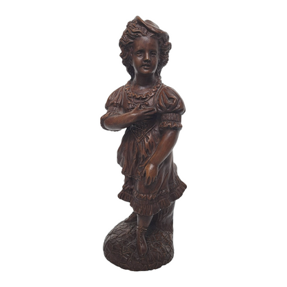 Decorative Statue of a Victorian-Dressed Girl - Signed - 28 cm Tall