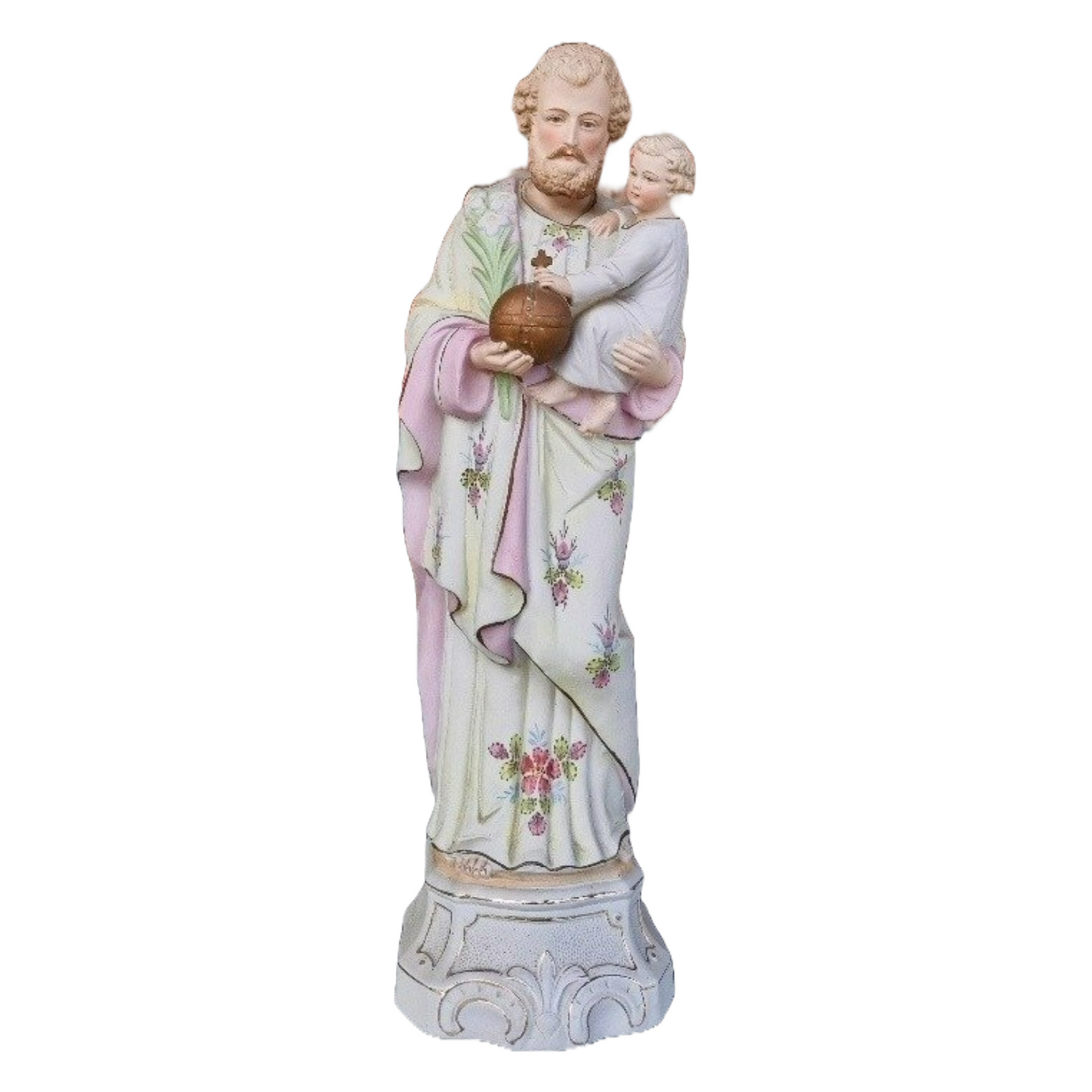 Joseph Statue with Child - 42 cm - Biscuit Porcelain