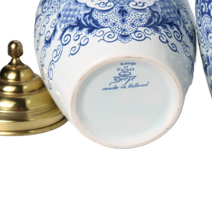Set of three Delft Blue tobacco jars with brass lids – Royal Delft De Porceleyne