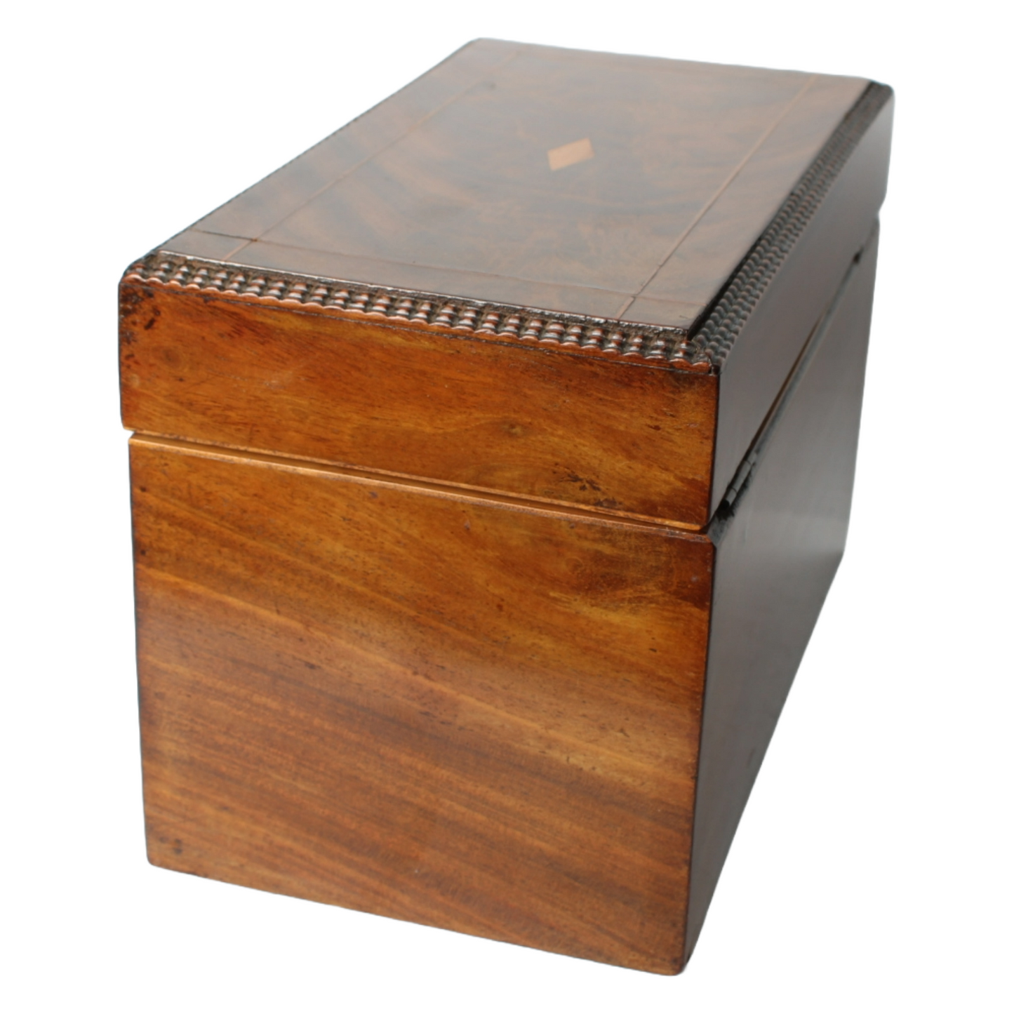 Antique Wooden Tobacco or Tea Caddy with Luxurious Details and Mirror, ca. 1830