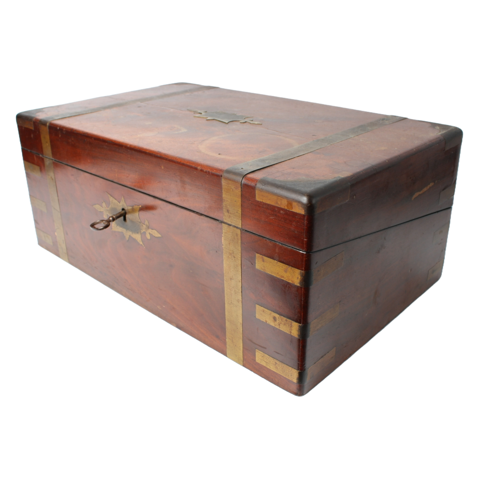 19th Century Writing Box – Antique Wooden Portable Desk with Brass Fittings