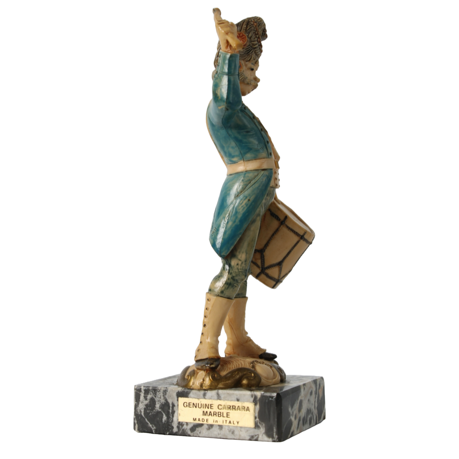 Hand-Painted Italian Soldier Figurine on Genuine Carrara Marble Base