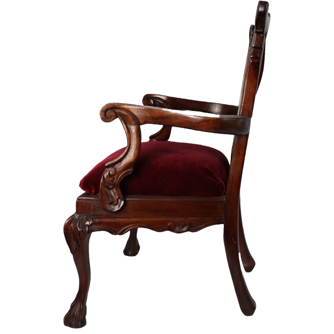 Unique vintage doll in velvet miniature Chippendale chair | Large scale |