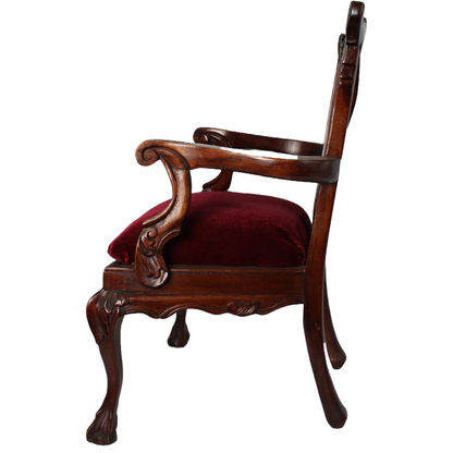 Unique vintage doll in velvet miniature Chippendale chair | Large scale |