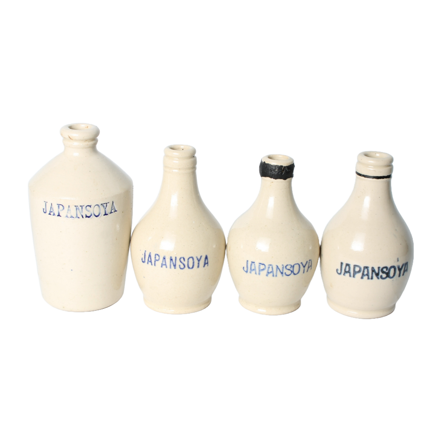 Vintage Japansoya Ceramic Bottles Set, Collectible Condiment Containers, 1880s