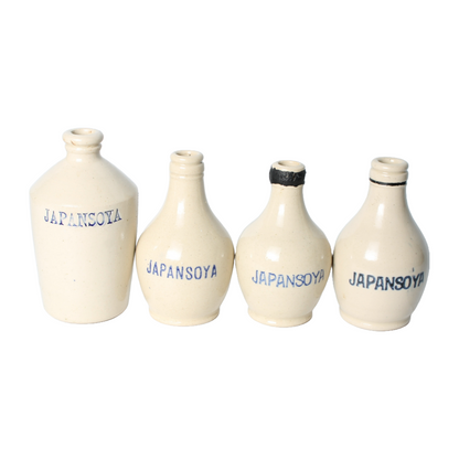 Vintage Japansoya Ceramic Bottles Set, Collectible Condiment Containers, 1880s
