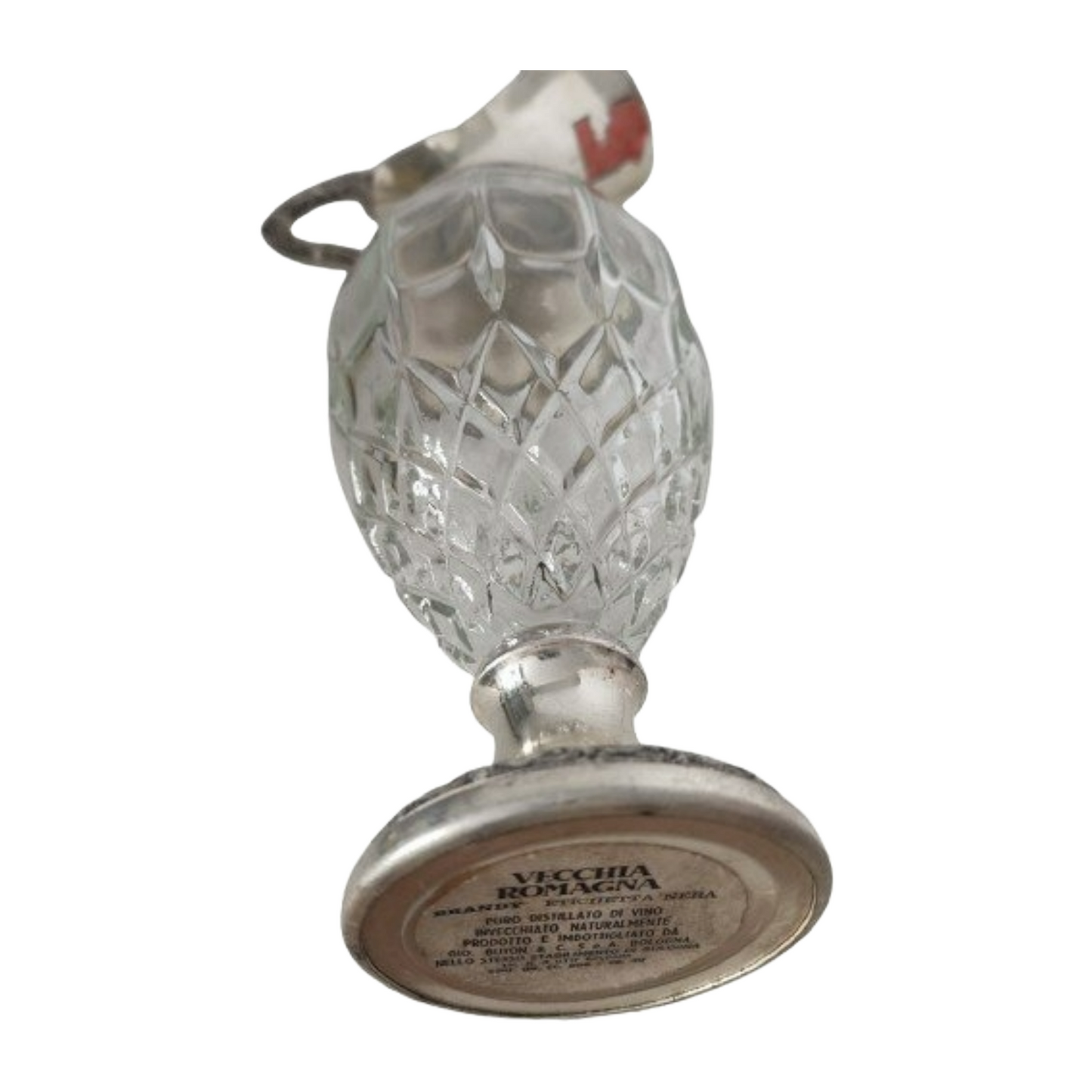 Vintage Silver-Plated Crystal Brandy Decanter, Gio Buton, Italy, Circa 1950-1960