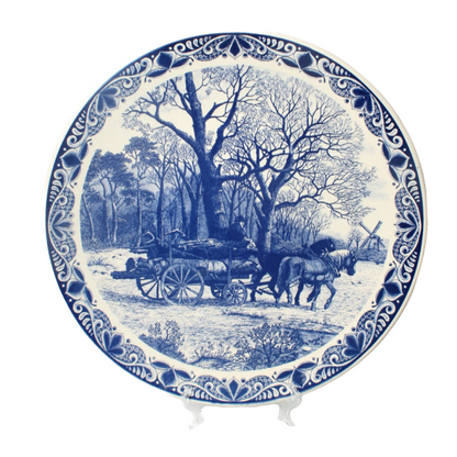 Vintage XL Delft Blue Wall Plate with Winter Landscape, Chemkefa, 1969-1980