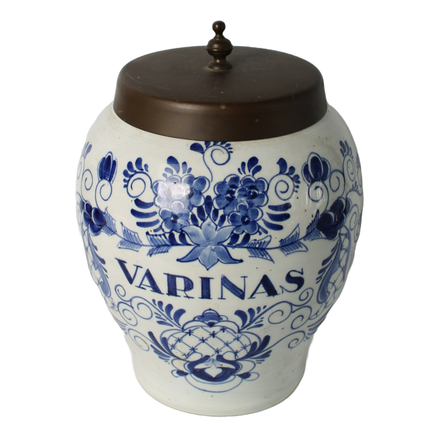 Antique Tobacco Jar VARINAS | Oldenkott Weesp Aº 1760 | Delft Blue Pottery with