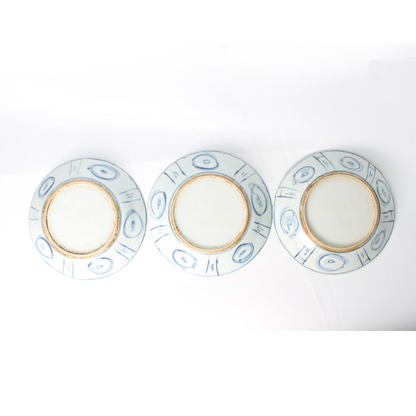 Set of Three Chinese Wanli-Style Blue and White Kraak Porcelain Dishes – 18th C
