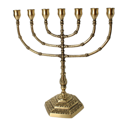 Antique Brass Menorah | Jewish Seven-Branched Candelabrum | Religious Judaica