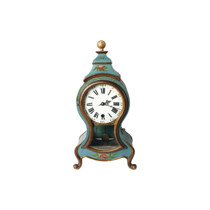 Antique Neuchâteloise Mantel Clock | Hand-Painted Wooden Timepiece ca. 1800 |