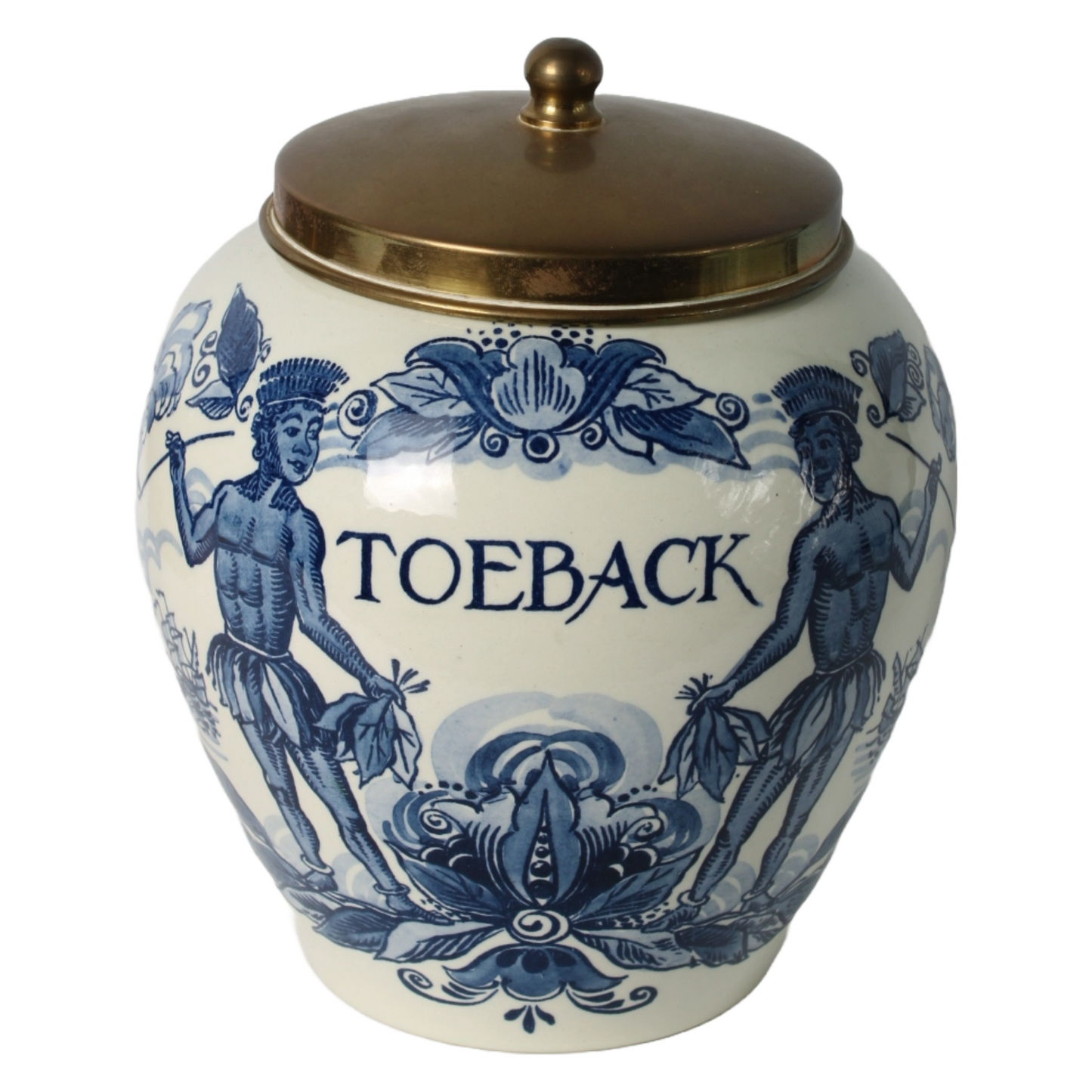 Antique TOEBACK Tobacco Jar | Goedewaagen Holland | Delft Blue Pottery