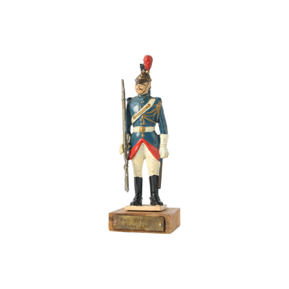 Vintage French Garde Républicaine Soldier Figurine on Wooden Base, 1966,