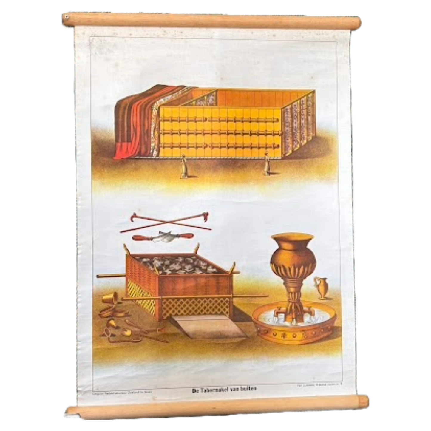 Antique Dutch Bible School Chart “The Tabernacle from Outside”