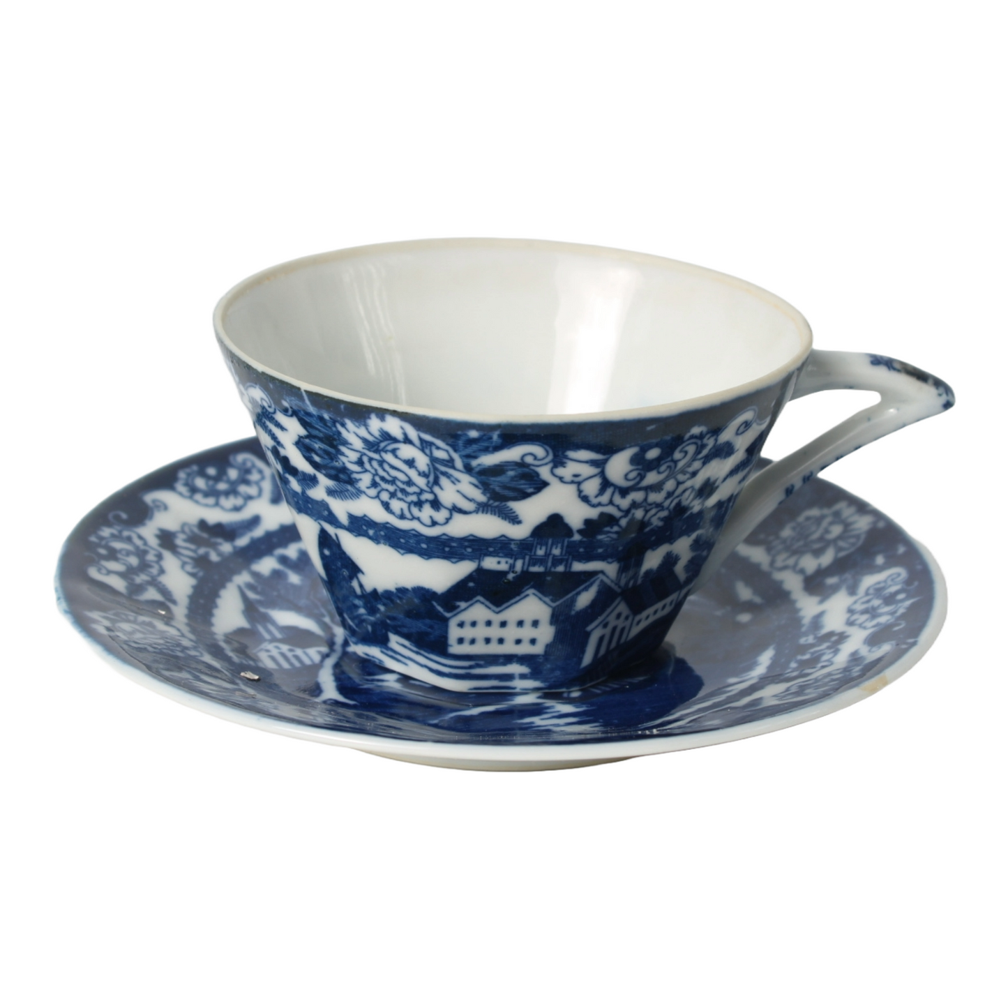 Antique 19th Century Delft Blue Cup & Saucer | Dutch Porcelain