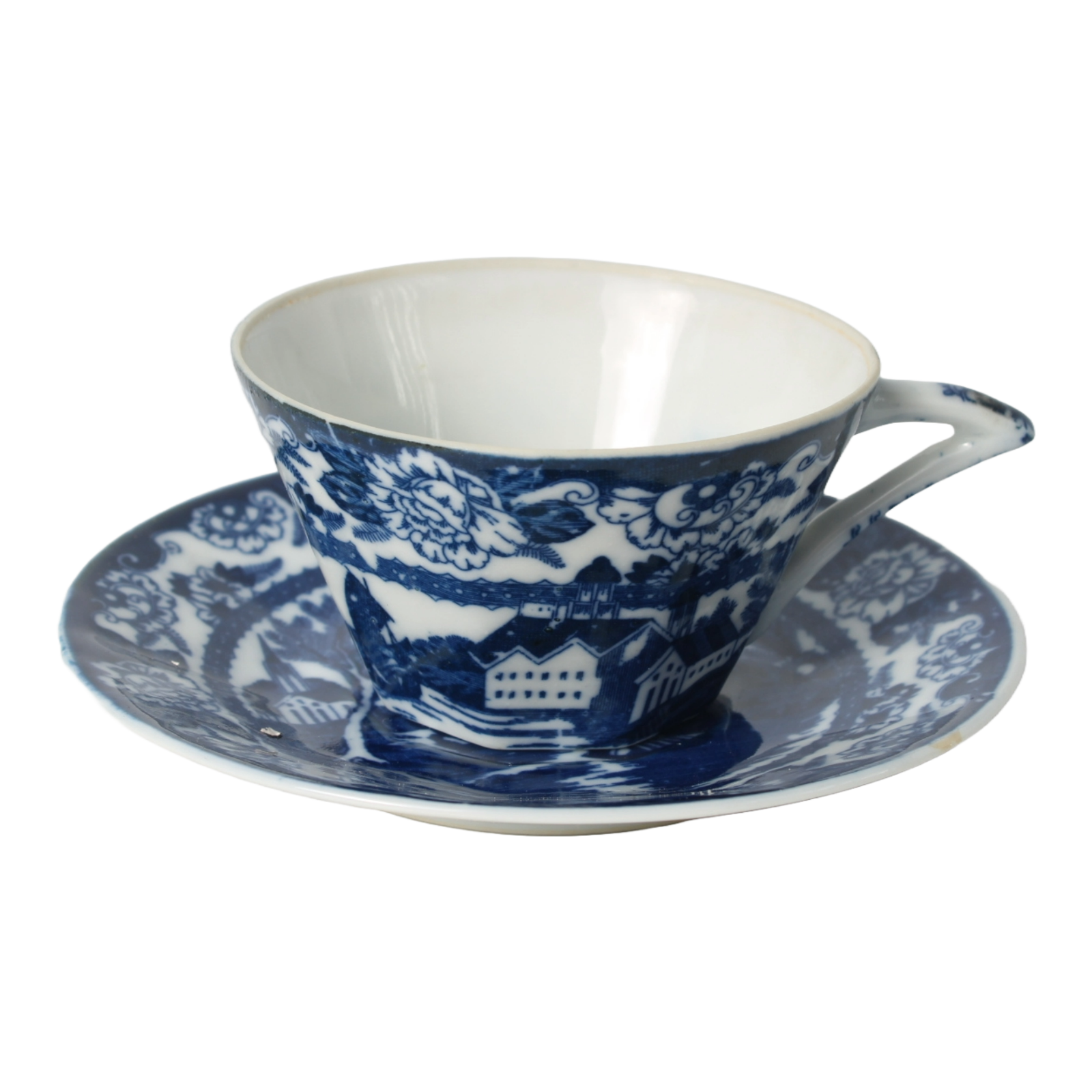 Antique 19th Century Delft Blue Cup & Saucer | Dutch Porcelain