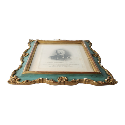 Antique Memorial Portrait of Captain A.F.E. Langhans, Ornate Frame, Belgian