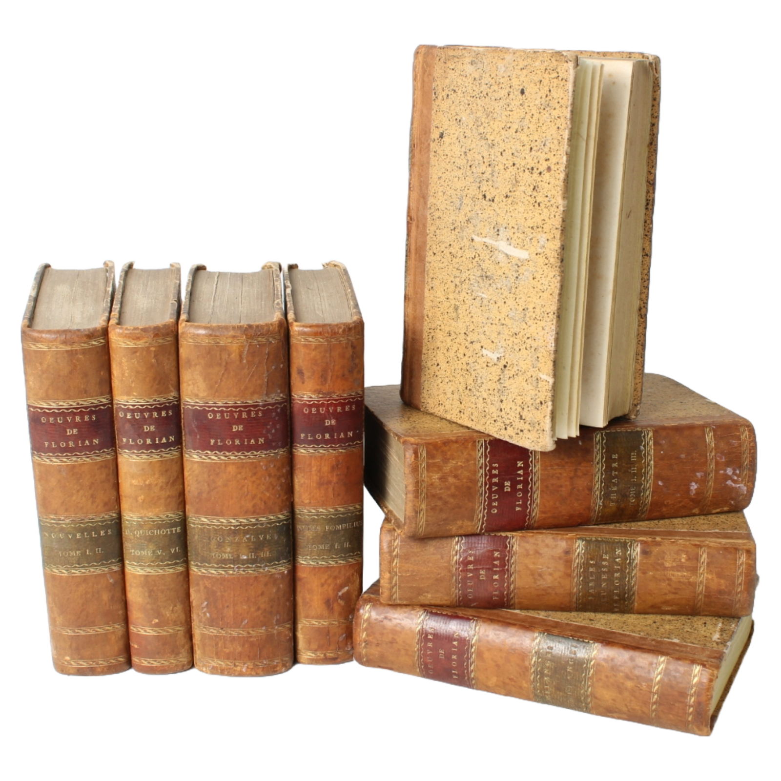 Complete Set of 8 Antique Books by Jean-Pierre Claris de Florian (1810-1816)