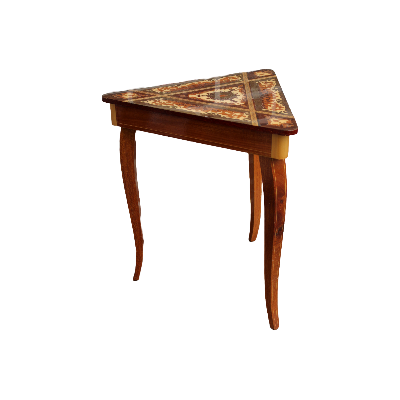 Rare Italian Music Box Table in Triangular Shape!