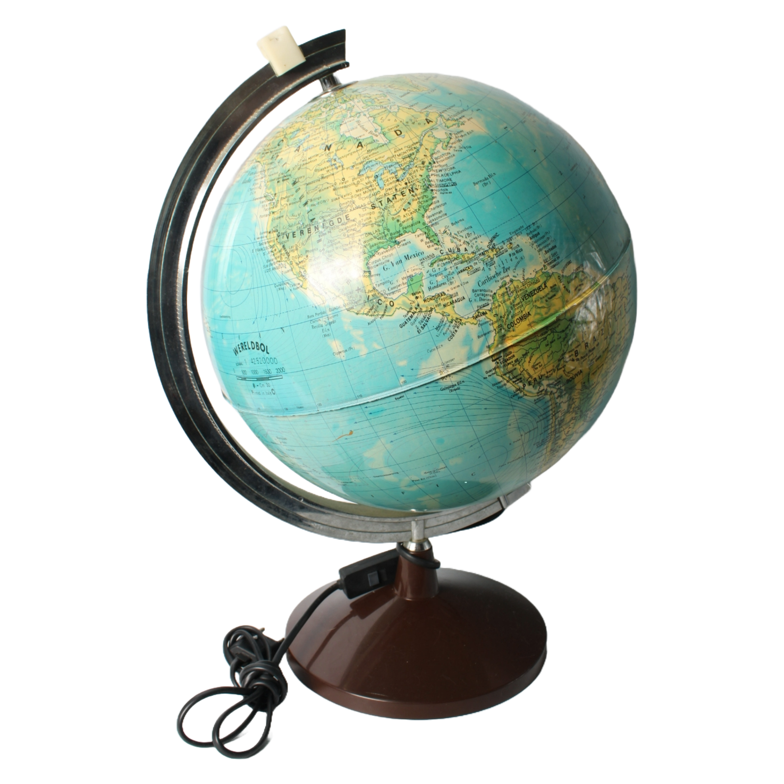 Vintage Illuminated Globe - Educational Globe with Italian Cartography, ca. 1970