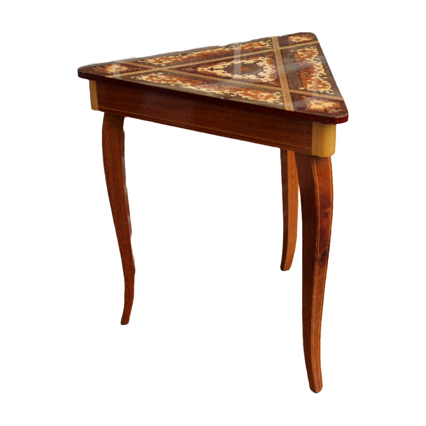Rare Italian Music Box Table in Triangular Shape!