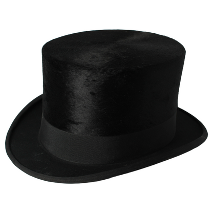 Antique Moleskin Top Hat with Original Storage Case & Detachable Cuffs