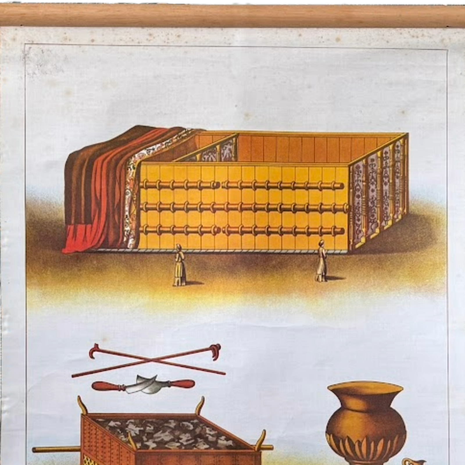 Antique Dutch Bible School Chart “The Tabernacle from Outside”