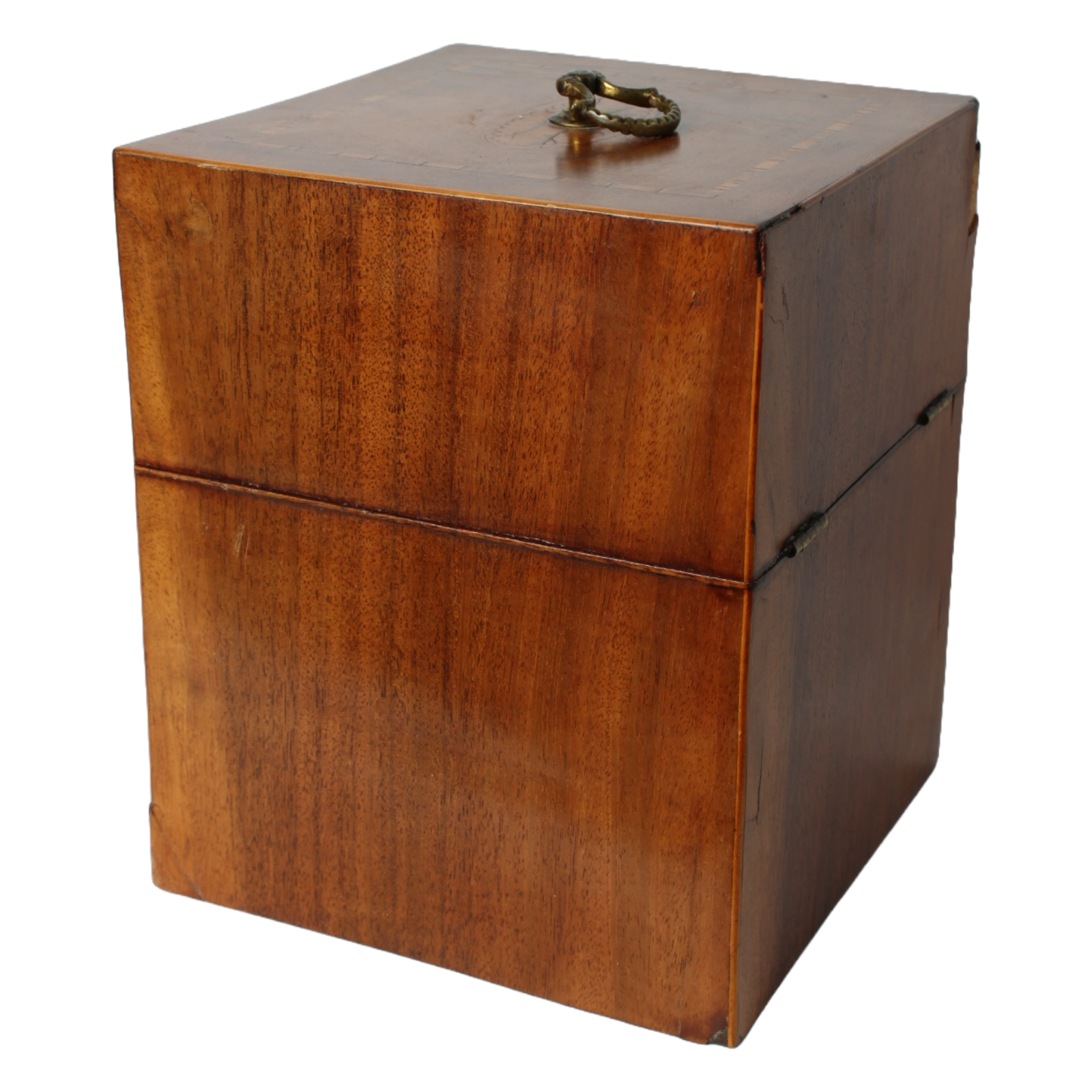 Antique Mahogany Liquor Caddy | 19th-Century Box with Crystal Decanters & Gold