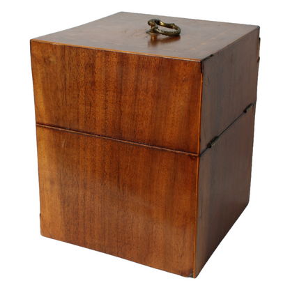 Antique Mahogany Liquor Caddy | 19th-Century Box with Crystal Decanters & Gold