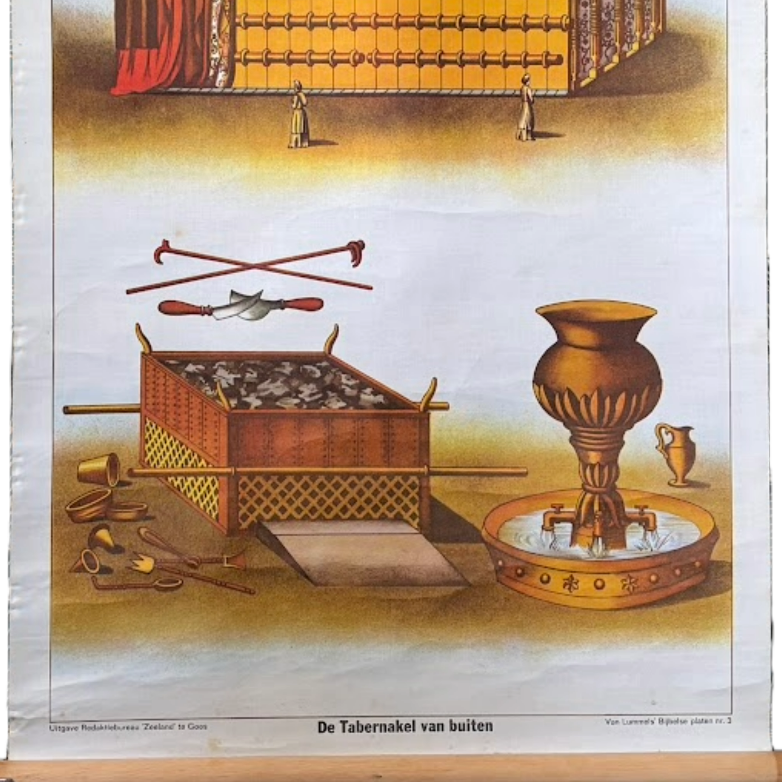 Antique Dutch Bible School Chart “The Tabernacle from Outside”