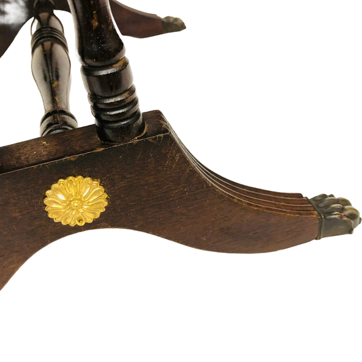 Vintage Mahogany Drop Leaf Table with Leather Top and Brass Claw Feet, 1950s